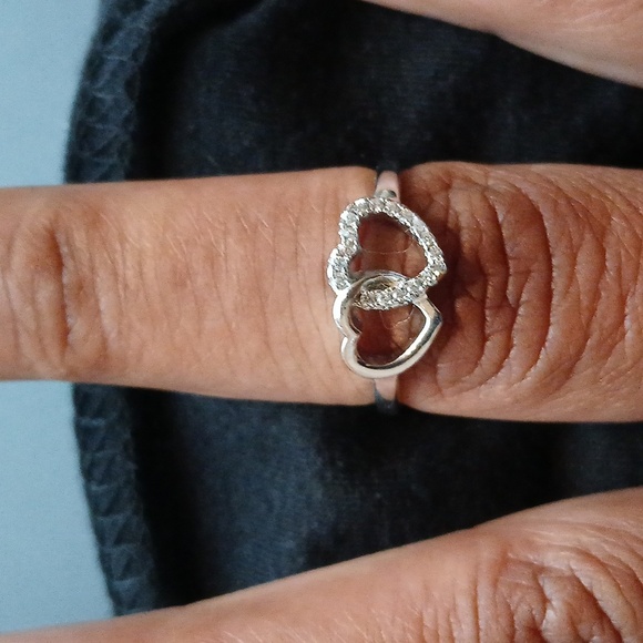 Sterling Silver Interlocking Heart Ring with Accent Details - Picture 3 of 4